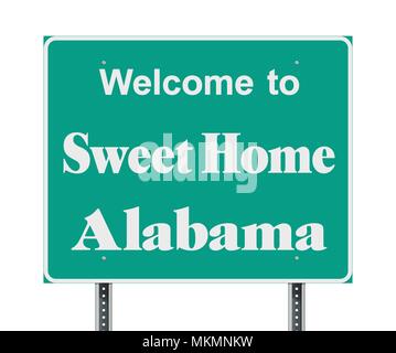 Vector Illustration der Willkommen bei Sweet Home Alabama Green Road Sign Stock Vektor