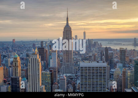 Blick auf New York City, die berühmten Türme Stockfoto