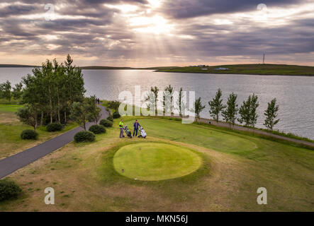 Golfplatz, Mosfellsbaer, Island Stockfoto