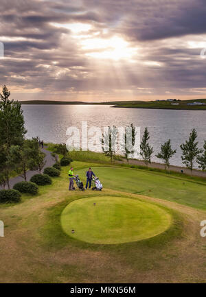 Golfplatz, Mosfellsbaer, Island Stockfoto