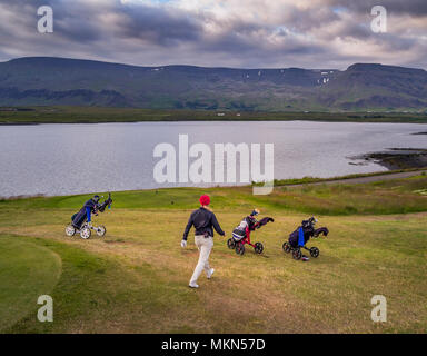 Golfplatz, Mosfellsbaer, Island Stockfoto