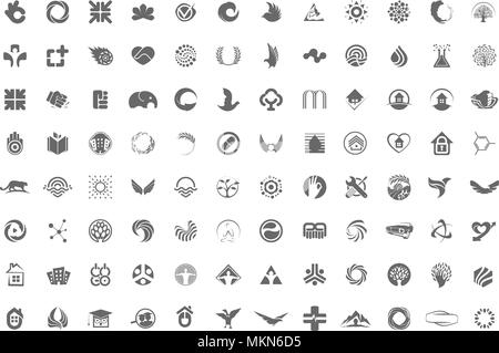 Eine riesige Sammlung von trendy, ungewöhnliche Symbole, Symbole oder Logos in einer Sammlung auf einem weißen Hintergrund. Minimalistische vektor design elemente Zeichen. Stock Vektor