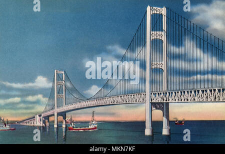 Mackinac Straits Bridge. Mackinaw City. Stockfoto