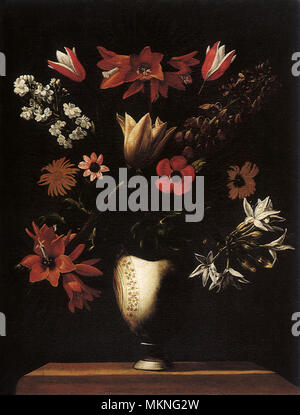 Vase mit Kaiserkrone, Tulpen, und Anemonen Stockfoto