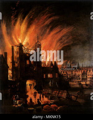 Große Feuer von London, Ludgate & Old St. Paul's 1670 Stockfoto