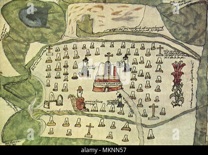 Aztec Map 1577 Stockfoto