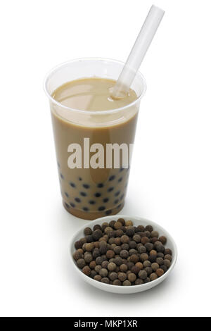 Taiwanesische Bubble Tea und schwarzen Kugeln Tapioka Stockfoto