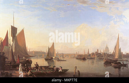 Waterloo Bridge und der Lambeth Waterfront 1821 Stockfoto