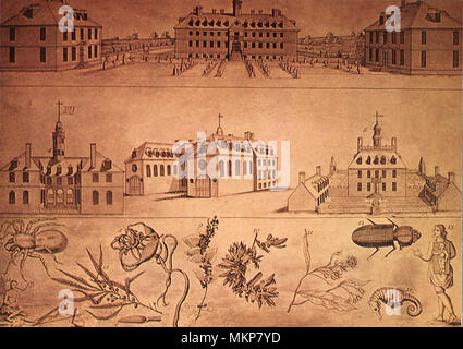 William und Mary College und indische Schule 1735 Stockfoto