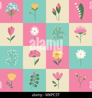 Satz von Pastellfarben blumen Illustrationen Konzept. Vektor Elemente für Design Stock Vektor