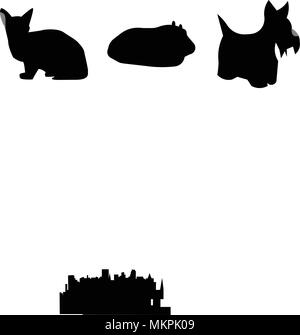 Satz von 9 einfache editierbare Ikonen wie Buffalo sky, scottie Dog, Edinburgh kostenlose Nashville Meerschweinchen, Richmond sphynx Cat, Fort Worth kann verwendet werden für Stock Vektor