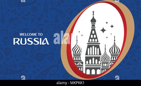 Zu Russland willkommen. Design Template mit modernen traditionelle Elemente der Kirche. Vector Illustration Stock Vektor