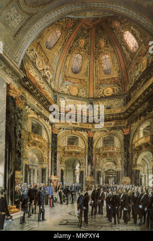 Kaiser Franz Joseph I. zu Besuch im Kunsthistorischen Museum Stockfoto
