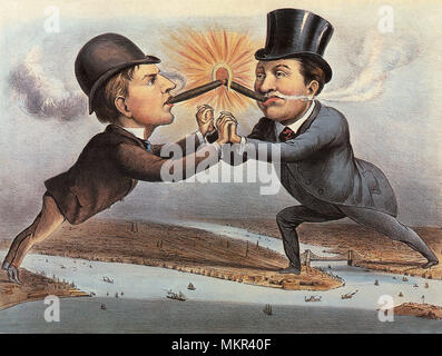 Das elektrische Licht, Thomas Edison und C.F. Bürste Stockfoto