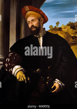 Porträt eines Mannes, der 1526 durch Moretto da Brescia 1498-1554 aus dem 16. Jahrhundert, Italien Italienisch Stockfoto