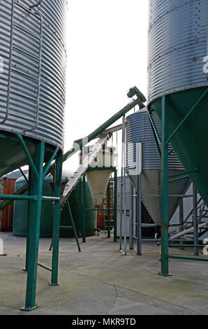 Bauernhof Silos lagern Futter für Milchkühe Stockfoto