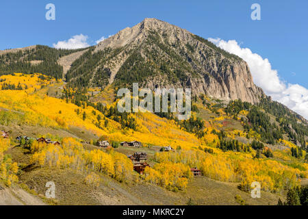 Herbst in Mount Crested Butte - Herbst Blick auf den Mount Crested Butte, Colorado, USA. Stockfoto