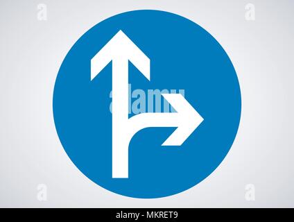 Vektor Design des Verkehrs Richtung voran oder nur rechts Stock Vektor