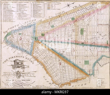 Das Feuerwehr-bedienfeld Guide Versicherung Karte von New York City 1834 Stockfoto