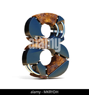 Schwarz Braun font Fraktur Anzahl 8 8 3D Rendering Illustration auf weißem Hintergrund Stockfoto