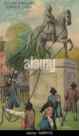King George Statue nach unten ziehen Stockfoto