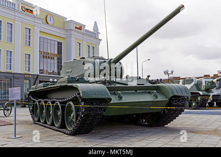 Verkhnyaya Pyshma, Russland - 01 Mai, 2018: Sowjetischer mittlerer Panzer T-44 M (Modell 1944), im Museum für militärische Ausrüstung Stockfoto