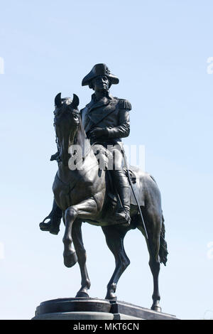 General George Washington auf seinem Pferd - Boston Public Gardens, Boston, Massachusetts, USA Stockfoto