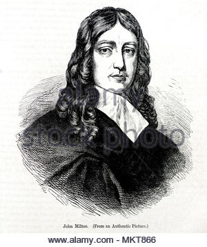 John Milton Portrait, 1608 - 1674, war ein englischer Dichter berühmt für sein Gedicht Paradise Lost, antike Abbildung ca. 1880 Stockfoto