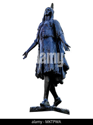 Schneiden Sie das Bild der Pocahontas memorial Statue in St Georges Kirchhof Gravesend Kent Stockfoto