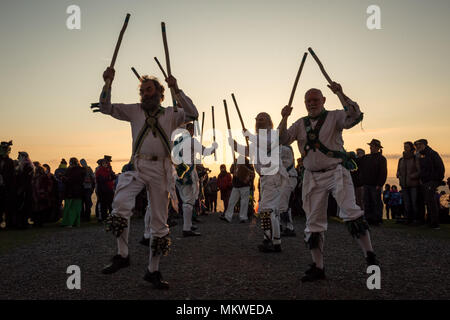 Beltane feiern am 1. Mai in Glastonbury zu feiern die Ankunft des Sommers. Stockfoto