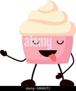 Kawaii cupcake Symbol auf weißem Hintergrund, Vector Illustration Stock Vektor