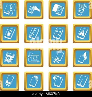 Reparatur Telefone fix Icons Set sapphirine square Vektor Stock Vektor