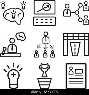 Satz von 9 einfache editierbare Ikonen wie Lebenslauf, Sieger, Idee, Racing, Target, kreativ, Verbindung, Website, für mobile verwendet werden können, Web Stock Vektor