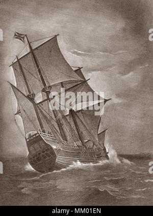 Die Mayflower auf See. Plymouth. 1620 Stockfoto