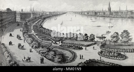 Esplanade. Charles River. Boston Bank. 1880 Stockfoto