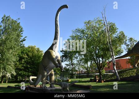 Lubin, Polen. 8. Mai, 2018. Mai 08.2018 Lubin Polen Dinosaur Park in Polen Diplodok Diplodocus Credit: Piotr Twardysko/ZUMA Draht/Alamy leben Nachrichten Stockfoto