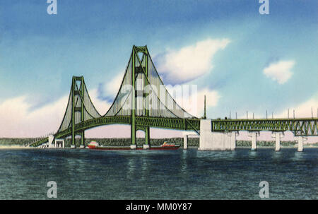 Mackinac Straits Bridge. Mackinaw City. 1961 Stockfoto