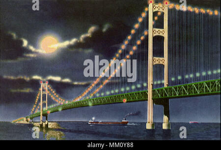 Mackinac Straits Bridge. Mackinaw City. 1958 Stockfoto