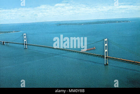 Die Mackinac Bridge. Mackinaw City. 1970 Stockfoto