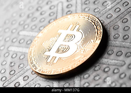 Bitcoins neue virtuelle Geld. Konzept weltweit cryptocurrency Stockfoto