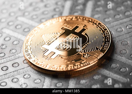 Bitcoins neue virtuelle Geld. Konzept weltweit cryptocurrency Stockfoto