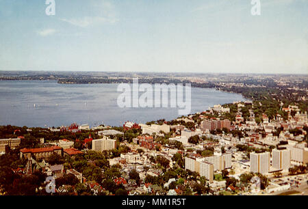 Luftaufnahme der Universität von Wisconsin. Madison. 1960 Stockfoto