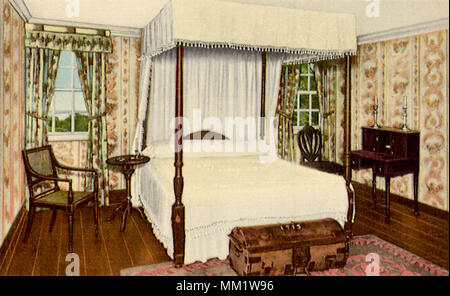 Washingtons Schlafzimmer. Mount Vernon. 1940 Stockfoto