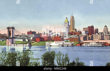 Skyline und den Ohio River. Cincinnati. 1935 Stockfoto