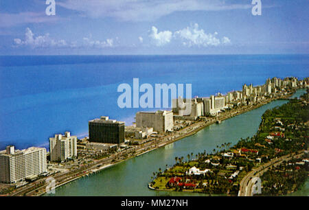 Blick auf Hotels am Indian Creek. Miami Beach. 1970 Stockfoto