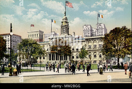 Rathaus und den Park. New York City. 1905 Stockfoto
