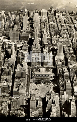 Luftaufnahme von Midtown New York. New York City. 1945 Stockfoto