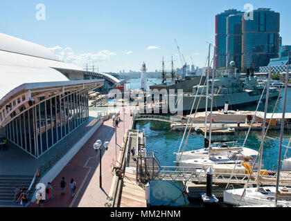 Blick über die Australian National Maritime Museum. Darling Harbour, Sydney Stockfoto