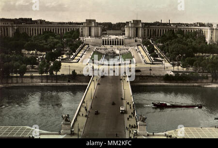 Palais de Chaillot vom Eiffelturm entfernt. Paris. 1952 Stockfoto