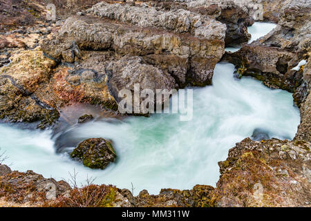 Barnafoss Wasserfall in der Nähe Husafell im Westen von Island Stockfoto